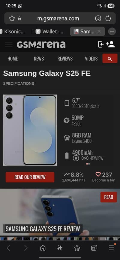 Samsung galaxy s25 Fe 8 256 full box