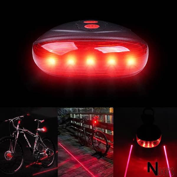 Noor Sports Bicycle Rear Laser & LED Tail Light (5 LEDs, 2 Lasers) – Waterproof