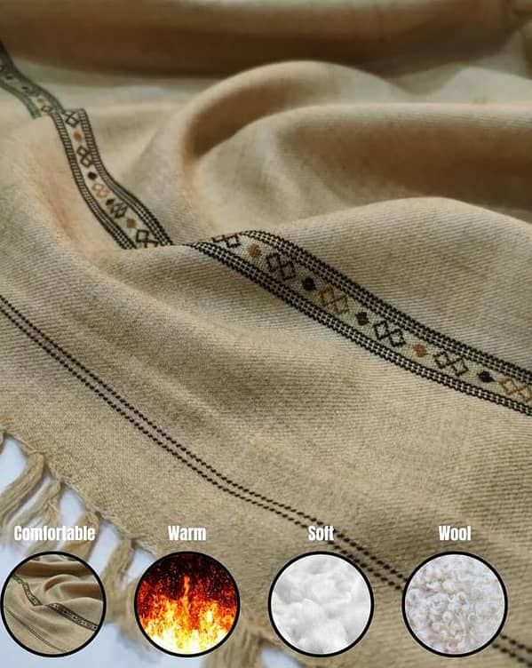 Noor’s Men’s Kashmiri Pure Wool Pashmina Dussa Shawl NSSH003 | Full Size Winter Shawl Under 500g | Premium Warm Wool Wrap for Men