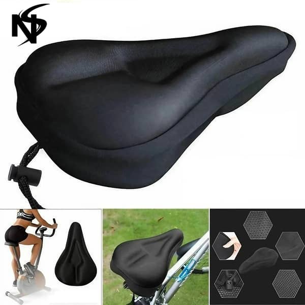 Soft Bicycle Seat Cushion – Silicone Gel Bike Saddle Pad with Breathable Cover | Comfortable Shock-Absorbing Cushion for Road, Mountain & Sports Cycling