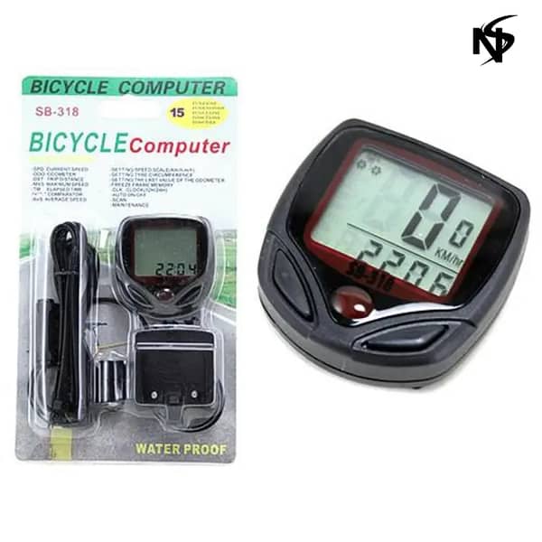 Noor Sports SB-318 Digital Bicycle Speedometer with Waterproof Odometer and Stopwatch