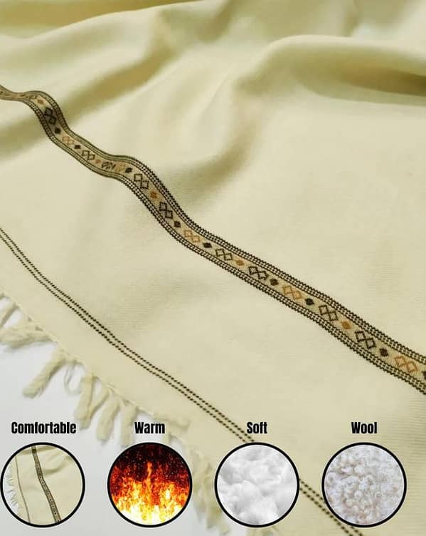 Noor’s Men’s Kashmiri Pure Wool Pashmina Dussa Shawl NSSH002 | Full Size Winter Shawl Under 500g | Premium Warm Wool Wrap for Men