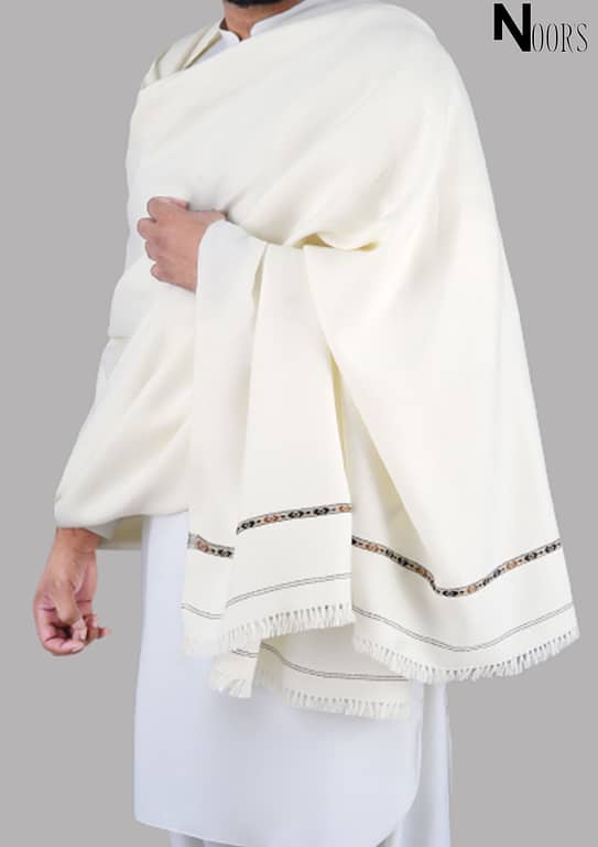 Noor’s Men’s Kashmiri Pure Wool Pashmina Dussa Shawl NSSH005 | Full Size Winter Shawl Under 500g | Premium Warm Wool Wrap for Men