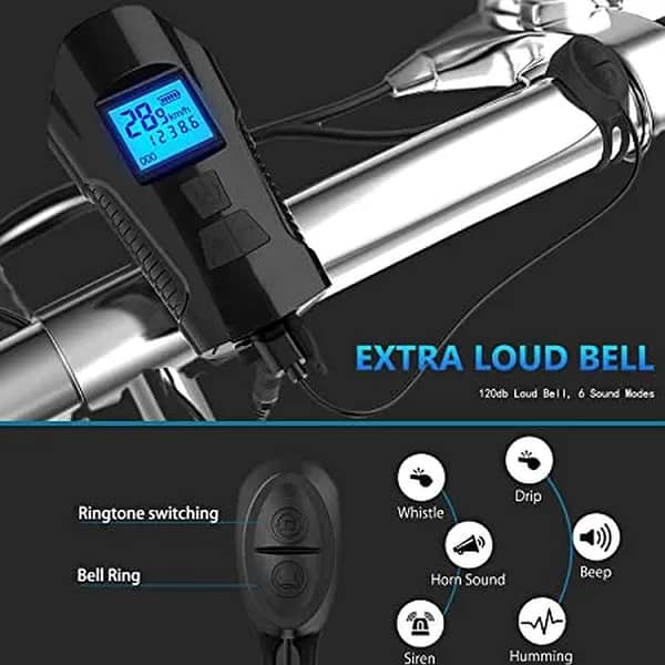 Noor Sports FY317: USB Rechargeable Bike Front Light with LCD Speedometer, Horn and Headlamp