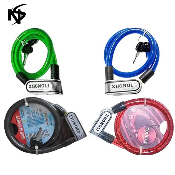 Special 4 Digit Code Bike/bicycle/cycle Lock Coiling Resettable Combination Cable Bike Locks Anti Theft Cycling Password Lock - Black/Zhongli wire lock