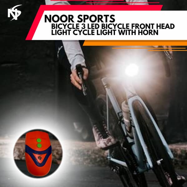 Noor Sports 3 LED Bicycle Front Light with Horn – Waterproof Headlamp, Loud Bell & Siren
