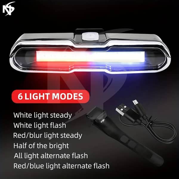 Ultra-Bright USB Rechargeable Bike Tail Light for Mountain Bikes – Red/Blue/White