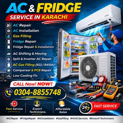 AC Installation, AC Repair, Gas Changing & Refrigerator Repair Service