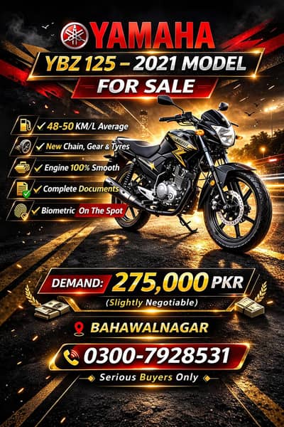 Yamaha YBZ 125 – 2021 Model for Sale  Excellent