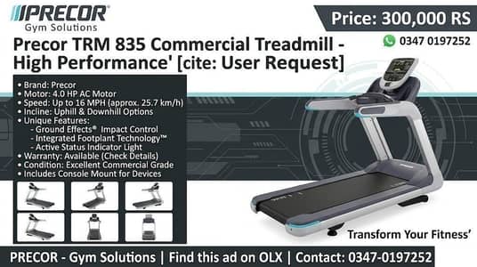 Precor TRM 835 Treadmill | Running machine | jogging machine