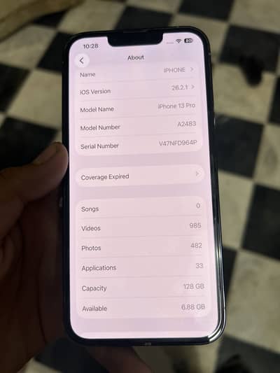 IPhone 13 Pro 10 by 10 100 battery 128 gb