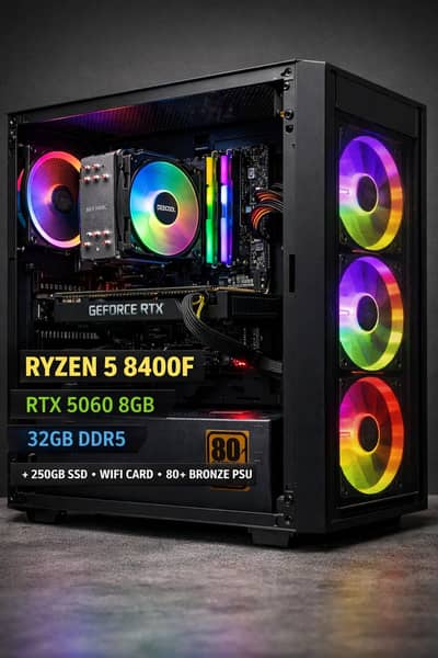  Latest Gen Gaming PC – Ryzen 5 8400F | RTX 5060 | 32GB DDR5 