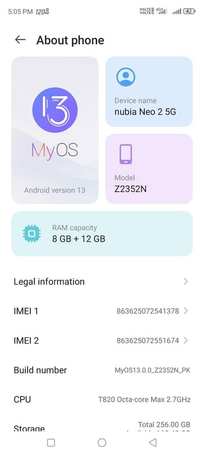 Nubia Neo 2 5g mobile for sale
