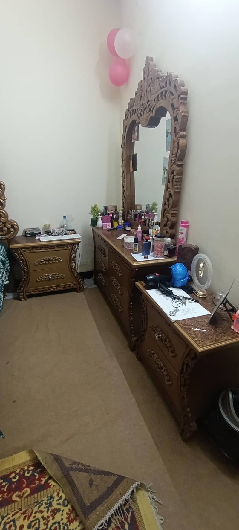 Bed with side table and dressing 1