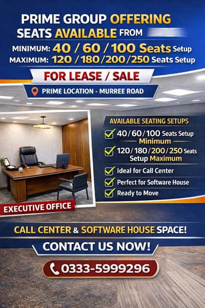 CALL CENTER & SOFTWARE HOUSE SPACE AVAILABLE FOT RENT