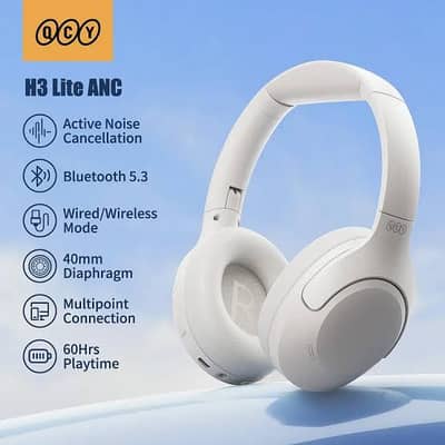 QCY H3 Wireless Noise Cancelling Headphones (ANC) – White – Excellent