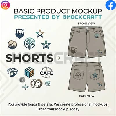 shorts & all types of products Mockup - 2D + 3D + Real Model Posing