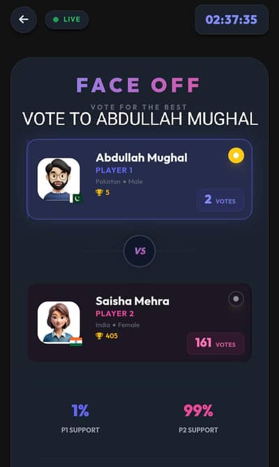 VOTE TO ABDULLAH MUGHAL