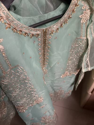Beautiful embroidered mint green 3 piece
