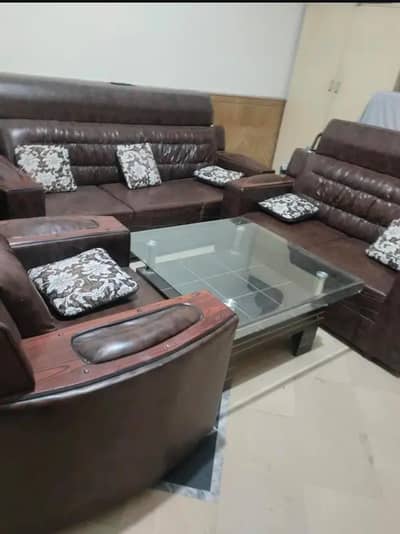 6 seat sofa set with leather poshish