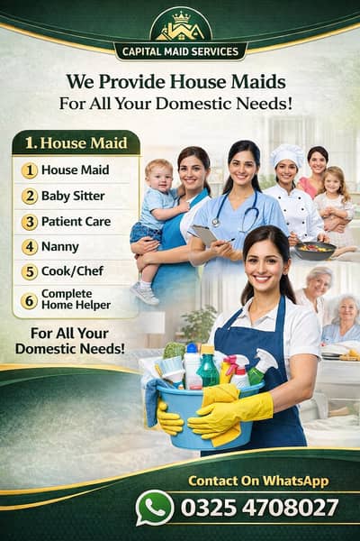 House Maid & Babysitter Services in Islamabad | Capital Maid Services