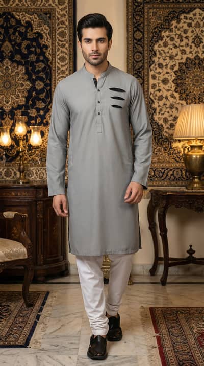 Kurta Kameez with Pajama for Eid - 2 pc (Designer Wear)