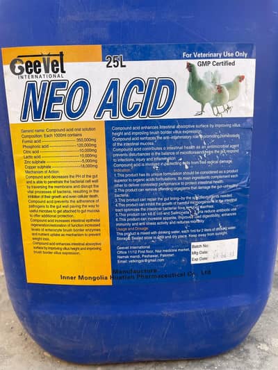 Neo Acid 25L Poultry Veterinary Solution - GMP Certified