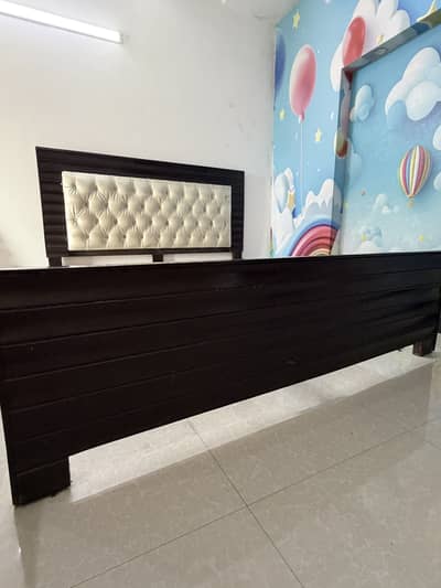 Wooden Bed Premium With Back Poshish