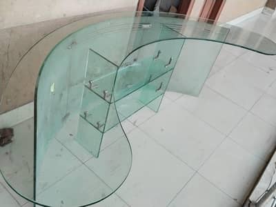 Modern Curved Glass Reception Counter / Office Desk for Sale