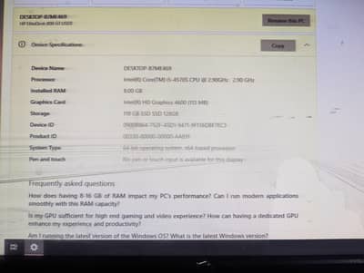 Corei5 4 ram 8GB SSD 128/6 + LCD DELL 20 inch fresh and new keyboard +