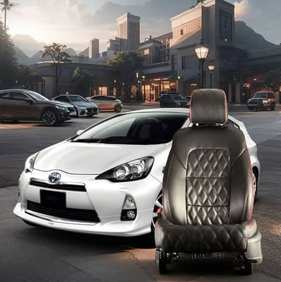 Toyota Aqua Diamond Cut Black Red Seat Covers 2012 - 2021