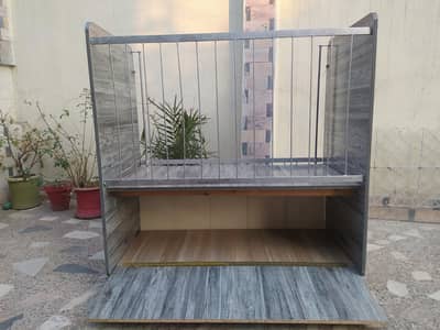 Baby Cot Movable with Sliding Grill and Storage Space