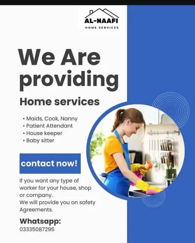 Maid, Helper, Nurse, Cook, Driver, attendant