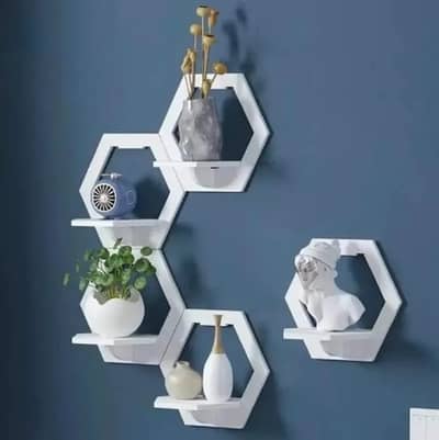 Pack of 05 Hexagon Wall Shelves Set ( delivered all over pakistan )
