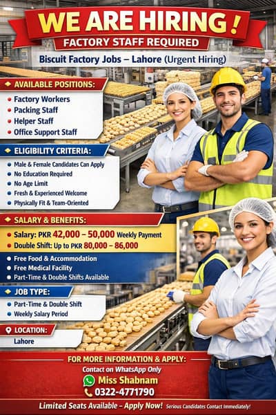 Factory Staff Required || Jobs || Male & Female || Urgent Hiring