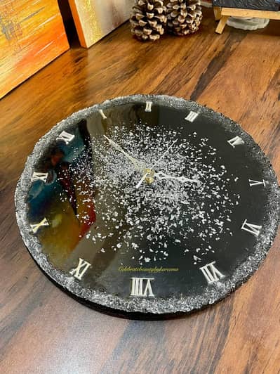 16” Black Resin Wall Clock – Modern Large Decorative Wall Art