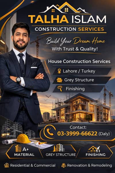 Construction Services Lahore | Turnkey • Grey Structure • Finishes
