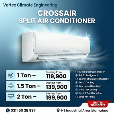  Limited Offer! Crossair Split Air Conditioners | T3 Compressor
