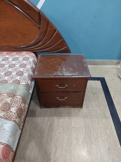 Solid Wood Bed with Mattress – Good Condition