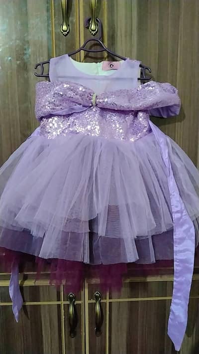 Girls Party Wear Frock – Light Purple – Excellent Condition