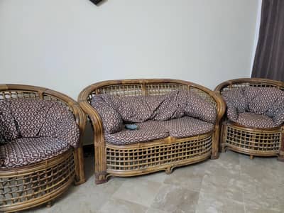Used Cane Sofa Set:  2, 1, 1