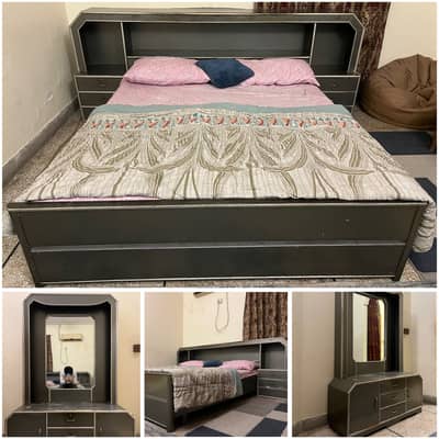 King Size Bed Set with Large Dressing Table