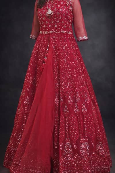 Elegant Red Embroidered Formal Dress / Maxi – Worn Once