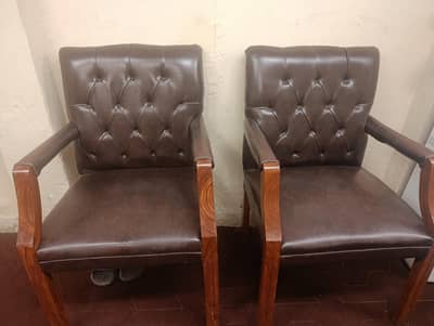 leather wooden office chairs 4 pieces good  condition
