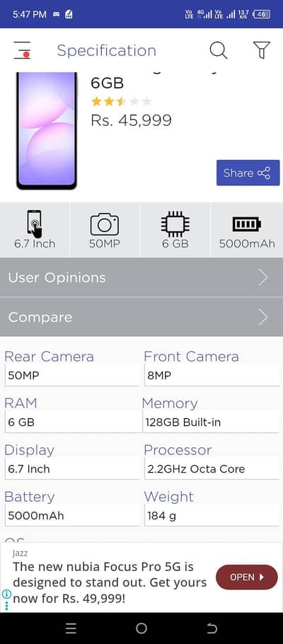 Samsung A07 6gb 128gb 1day use only