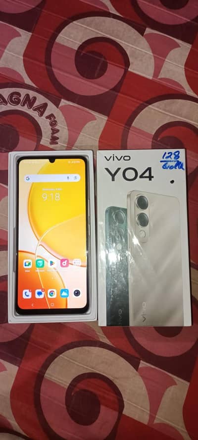 vivo y04 4gb 128gb with complete box full warranty