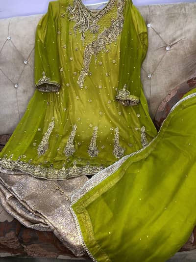 peplum frock with hand work 3pc