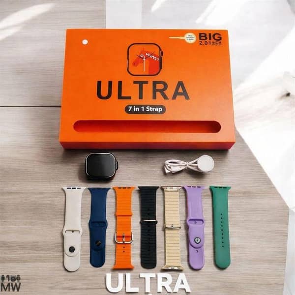 Ultra Smart Watch 7-in-1 Strap Edition - 2.01 Inch Big Infinite Display Bluetooth Calling Watch - Premium  Ultra with Wireless Charger & 7 Interchangeable Straps - Men’s Fashion & Fitness Tracker
