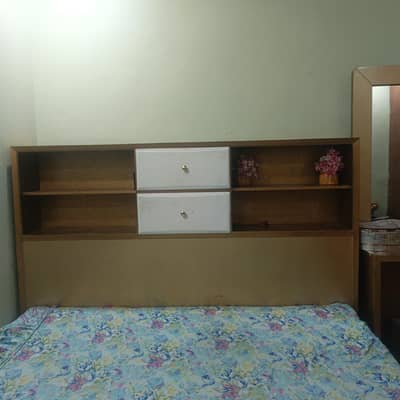 wodden storage bed set wirh dewan and dressing with mirror
