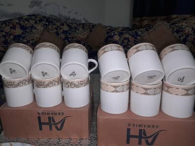 12 Plates 12 Cups and Sauce Pan